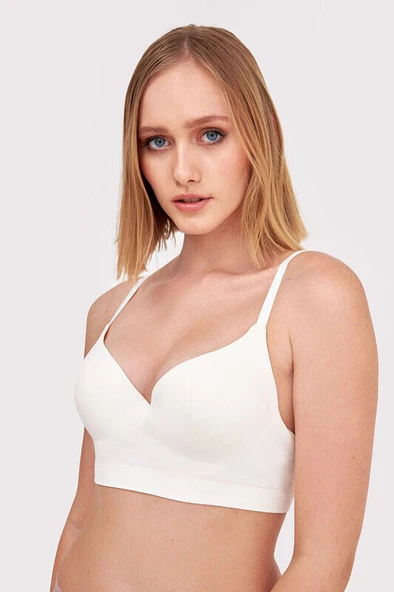 Ekru Dikişsiz Hafif Destekli Sütyen ürün görseli 1