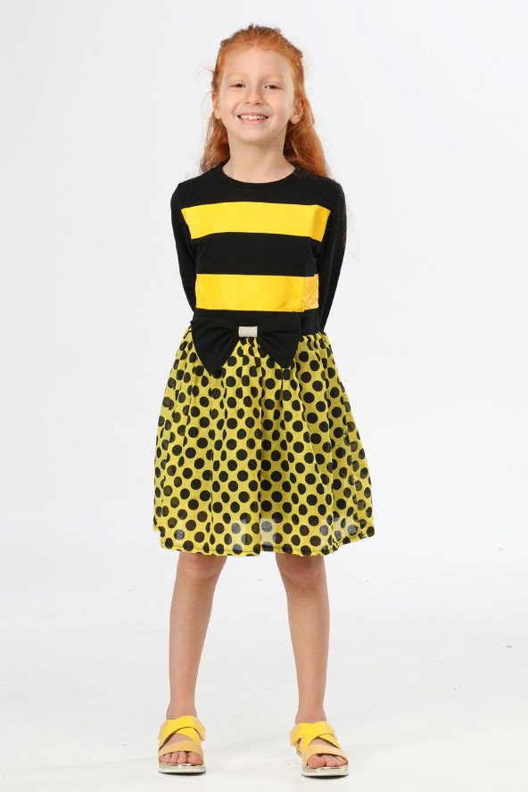 Bee Dotted Kız Çocuk Elbise Lp-21A1-013