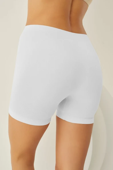 Beyaz Seamless Uzun Şort Külot - Resim 3