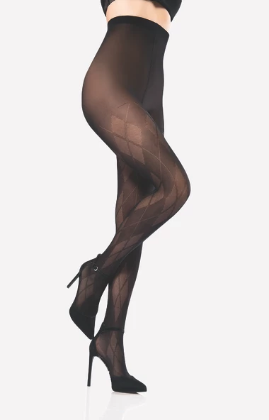 Siyah Desenli Külotlu Çorap - Resim 2