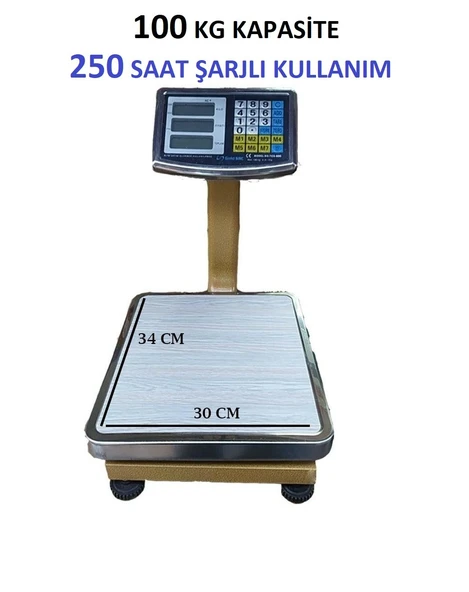 100 KG TERAZİ-2 GR HASSASİYET-FİYAT HESAPLAMALI TARTI-UZUN ŞARJ SÜRESİ-2 YIL GARANTİLİ - 2