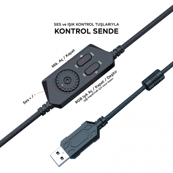 Gametech Feel 7.1 Surround Rainbow Aydınlatmalı Oyuncu Kulaklığı - 6