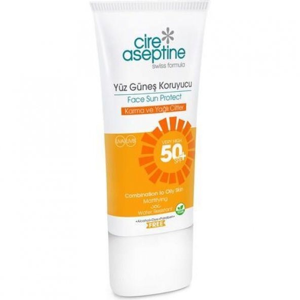 Cire Aseptine Yüz Güneş Koruyucu Krem Spf 50+ 50ml Karma Yağlı Ciltler