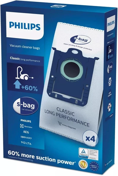 Philips S-Bag Classic Long Performans FC8021/03 4 Adet Toz Torbası