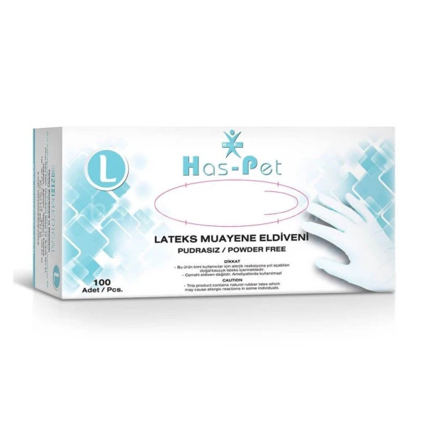 Pudrasız Lateks Muayene Eldiveni 100 lü (Large)