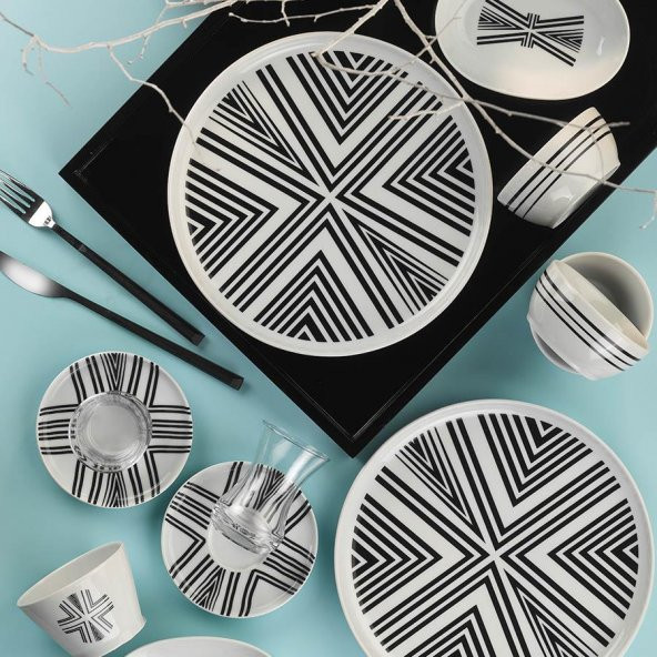 Kütahya Porselen Mood 30 Parça 12006 Dekor Kahvaltı Takımı