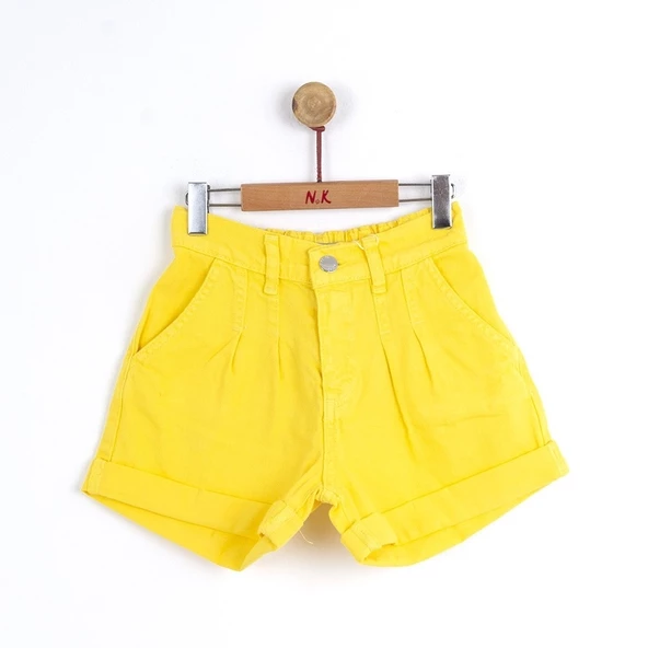 NK Kids Krem Kız Çocuk Pileli Kot Şort - 3