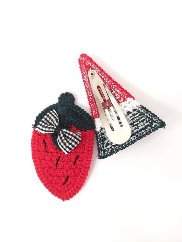 Çilek Karpuz Meyveli İp Örgü Çıt Çıt Toka - 2