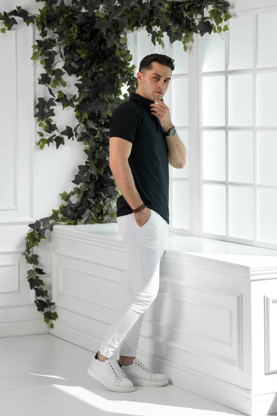 SLİMFİT POLO YAKA PENYE PAMUKLU ERKEK T-SHİRT - 7