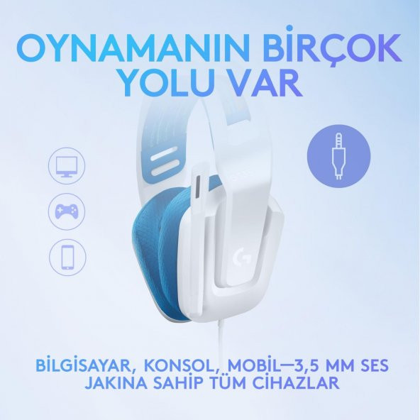 Logitech G335 Kablolu Kulak Üstü Oyuncu Kulaklığı Beyaz 981-001018 - 3