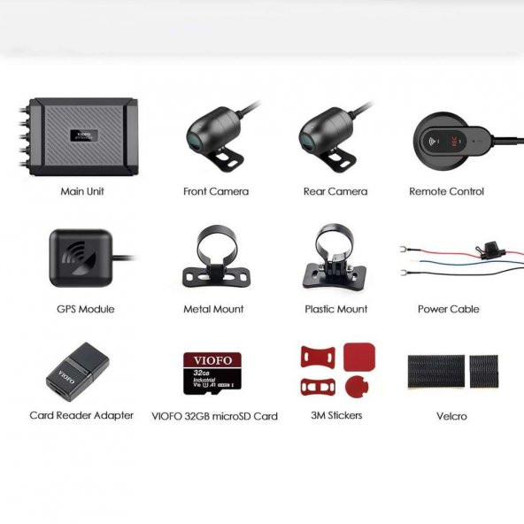 Viofo MT1 Full HD WiFi GPS Motosiklet Ön Arka Kayıt Kamerası - 5
