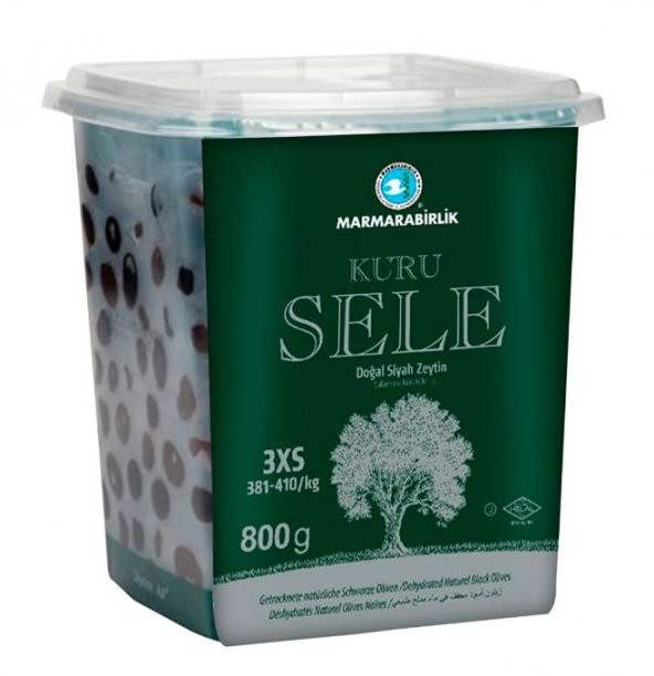 Marmarabirlik Kuru Sele 381-410 KB 3XS Siyah Zeytin Kutu 6 x 800 G