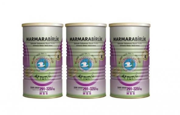 Marmarabirlik Hususi Az Tuzlu 291-320 KB S Siyah Zeytin 3 x 800 G - 2
