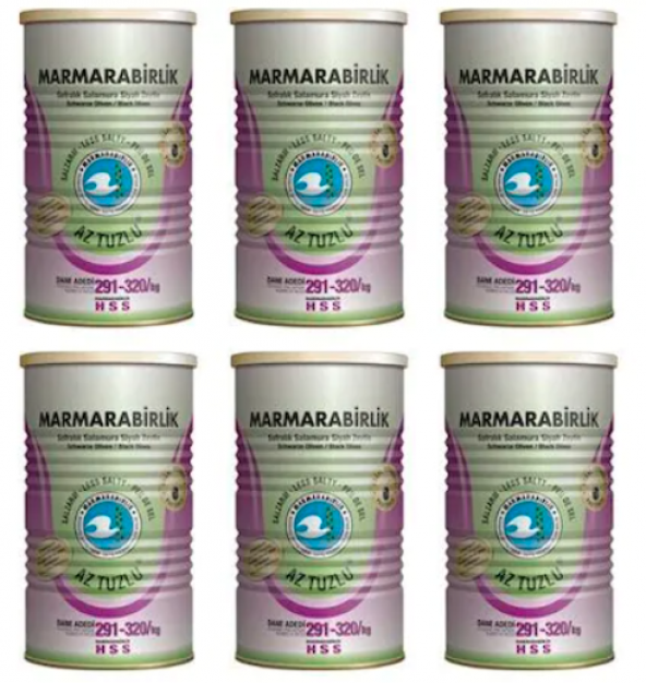 Marmarabirlik Hususi Az Tuzlu 291-320 KB S Siyah Zeytin 6 x 800 G - 2