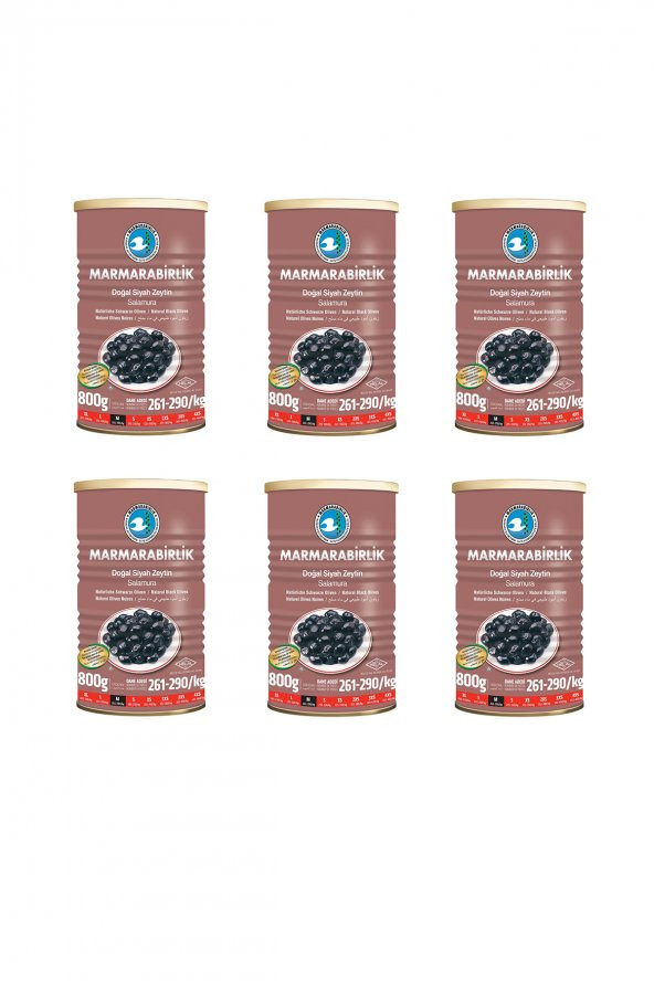 Marmarabirlik Salamura 261-290 KB M Siyah Zeytin Teneke 6 x 800 G - 2