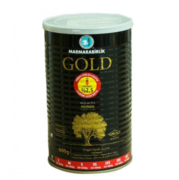 Marmarabirlik Gold 201-230 KB XL Siyah Zeytin 3 x 800 G
