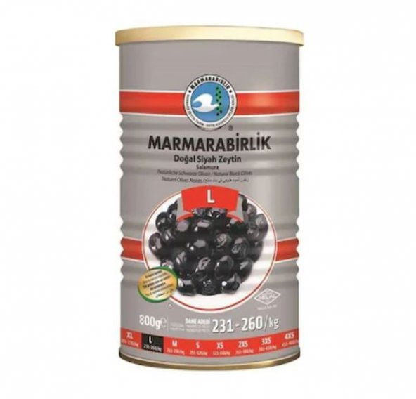 Marmarabirlik Hiper Doğal Salamura 231-260 KB L Siyah Zeytin 800 G