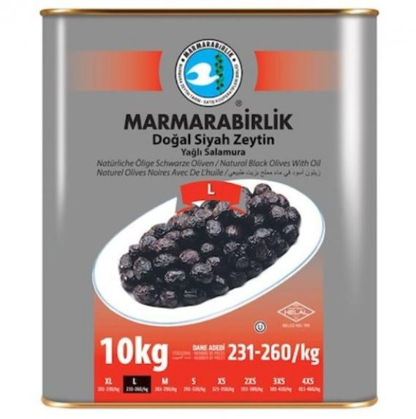 Marmarabirlik Doğal Yağlı Salamura 231-260 KB L Siyah Zeytin 10 KG