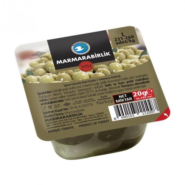 Marmarabirlik Kahvaltılık Piknik Yeşil Zeytin 80 x 20 G