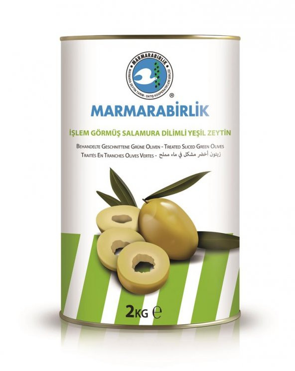 Marmarabirlik Yeşil Dilimli Zeytin Teneke 2 KG
