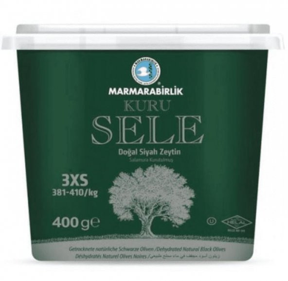 Marmarabirlik Kuru Sele 381-410 KB 3XS Siyah Zeytin Kutu 12 x 400 G