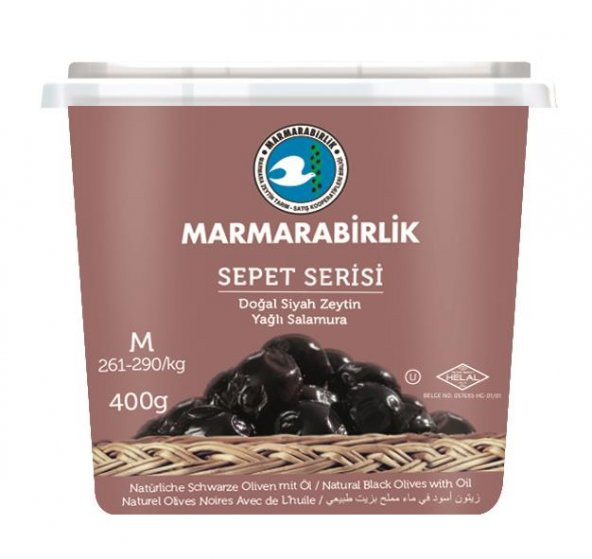 Marmarabirlik Sepet Serisi Yağlı Salamura 261-290 M Siyah Zeytin 400 G