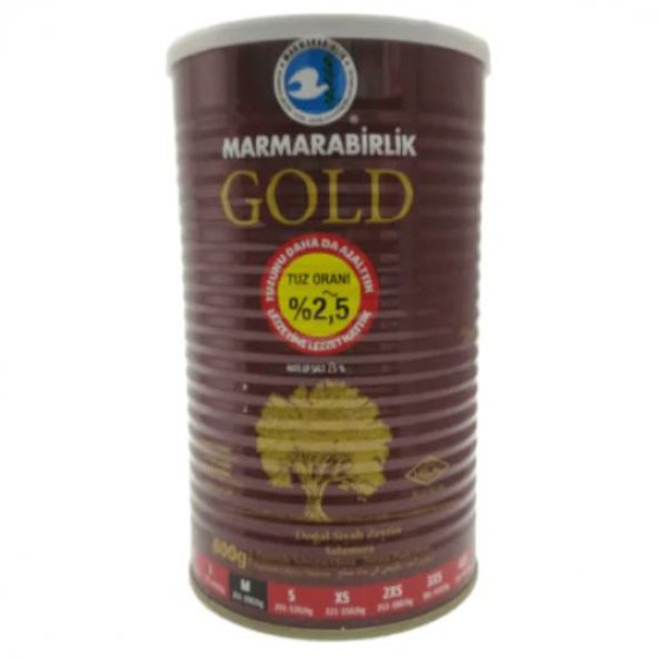 Marmarabirlik Gold Salamura 261-290 KB M Siyah Zeytin Teneke 2 x 800 G