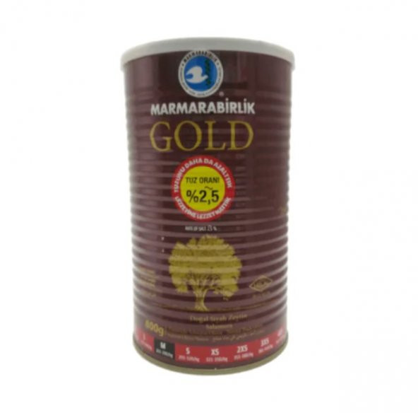 Marmarabirlik Gold Salamura 261-290 KB M Siyah Zeytin Teneke 6 x 800 G