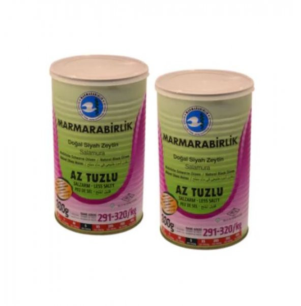 Marmarabirlik Az Tuzlu 291-320 KB Siyah Zeytin Teneke 2 x 800 G