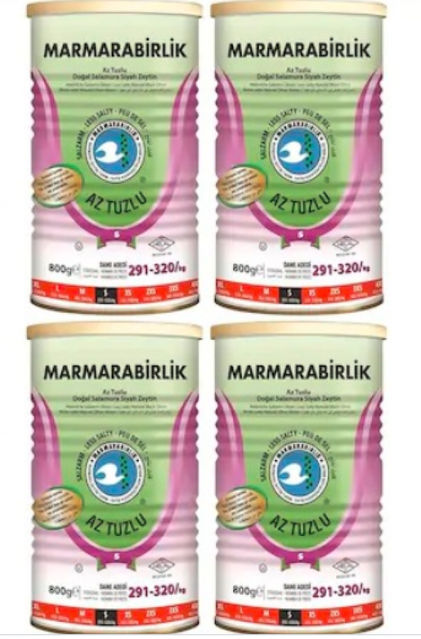 Marmarabirlik Az Tuzlu 291-320 KB Siyah Zeytin Teneke 4 x 800 G - 2