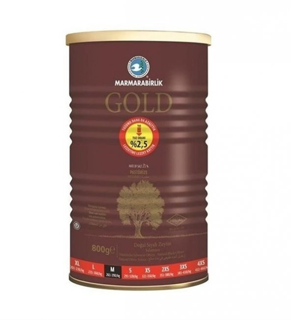 Marmarabirlik Gold Salamura Süper 261-290 M Siyah Zeytin Teneke 800 G