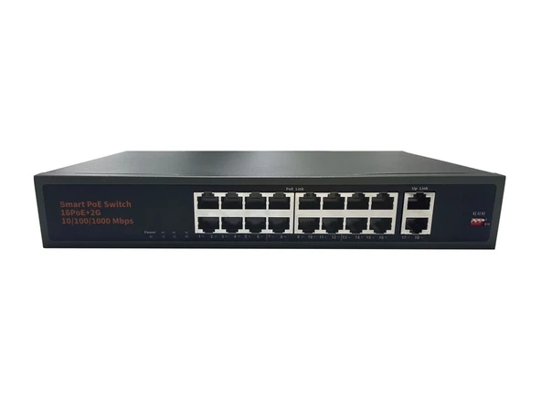 SP-18250PLDE AI 16 Port PoE + 2 Port Gigabit Uplink - 250 Metre Power PoE Switch