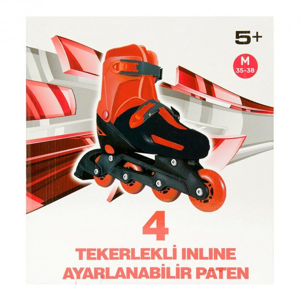 4 Tekerlekli Inline Paten 35-38 Kırmızı