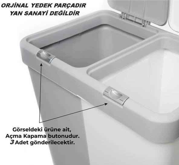 Motek Orjinal Çamaşır Sepeti Yedek Açma Kapama Buton,Düğme-3Adet - 4