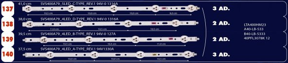 VESTEL-SUNNY-ARÇELİK-PHILIPS 41CM 5LED TEK ADET LCD LED ürün görseli 1