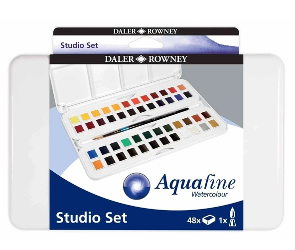 Daler Rowney Aquafine Studio Plastik Kutu Set 48'li Yarım Boy Sulu Boya ürün görseli
