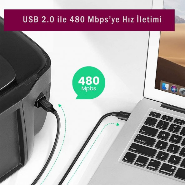 Ugreen USB To USB-B Tarayıcı Yazıcı Kablosu 3 Metre - 5