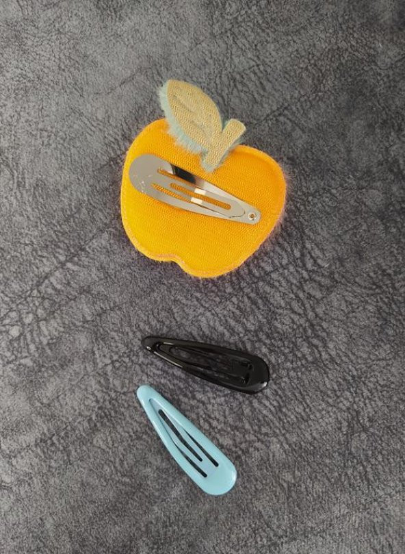 Elma Meyveli Renkli Peluş Çıt Çıt Toka 11420 - Resim 2