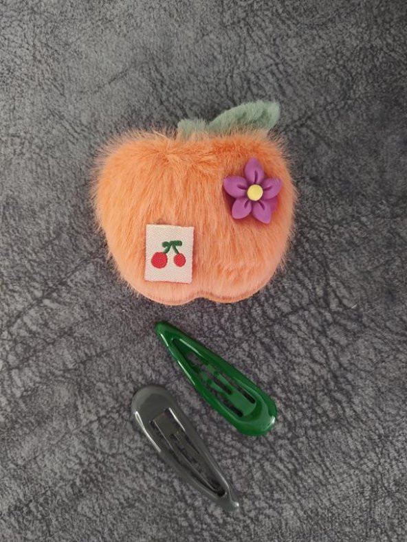 Elma Meyveli Renkli Peluş Çıt Çıt Toka 11423 ürün görseli