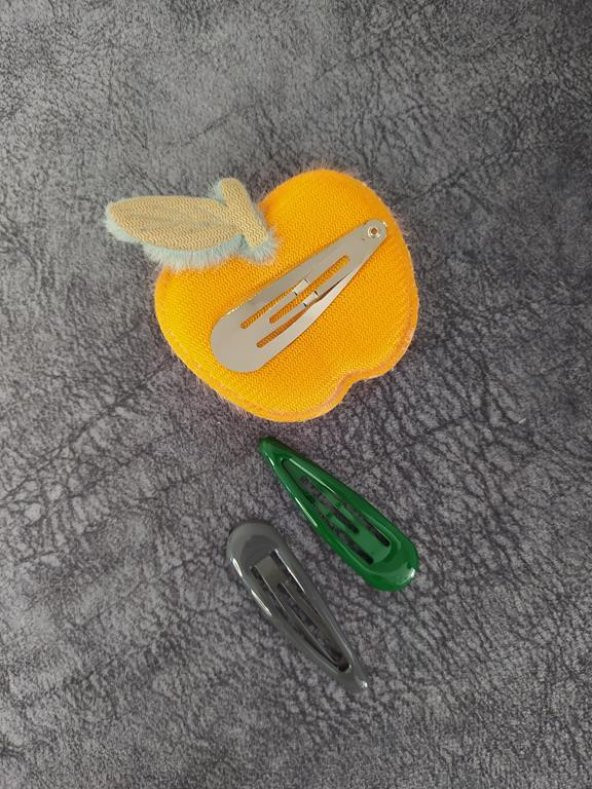 Elma Meyveli Renkli Peluş Çıt Çıt Toka 11423 - Resim 2