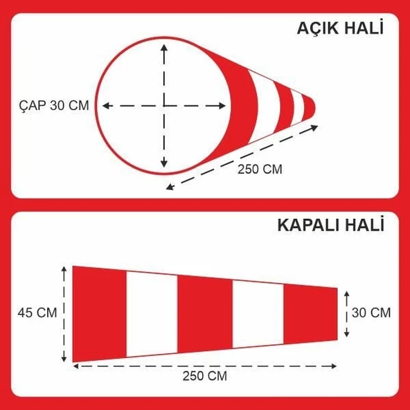 Rüzgar Çorabı-Tulumu Çap 30 cm Uzunluk 30x45x250 - 2