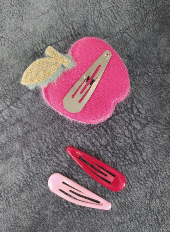 Elma Meyveli Renkli Peluş Çıt Çıt Toka 11428 - 2