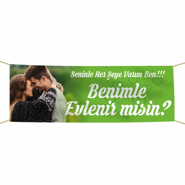 Kişiye Özel Resimli Benimle Evlenir misin? Kumaş Pankart