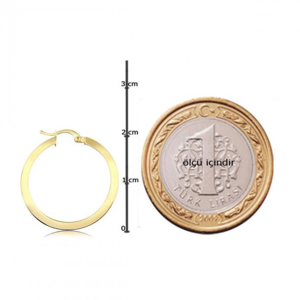 İtalyan Halka Altın Küpe ( 2 cm Çaplı) - Resim 2