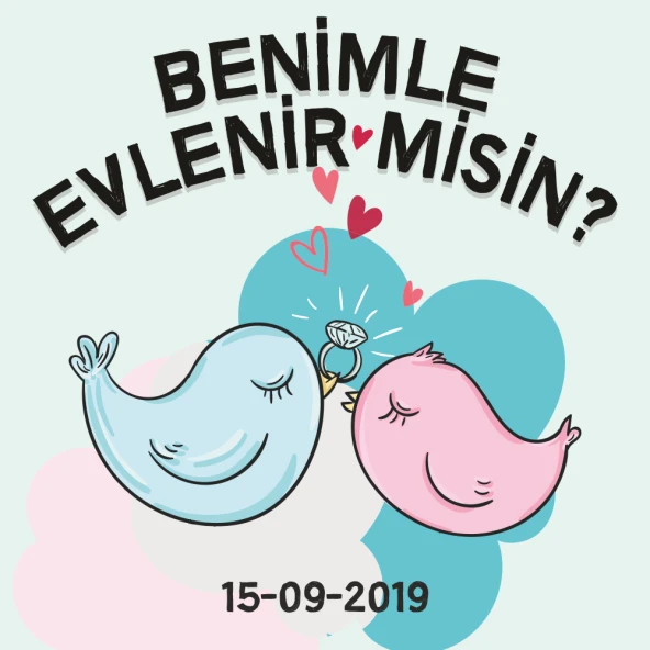 Kişiye Özel Benimle Evlenir misin Kumaş Afiş 150x150 cm