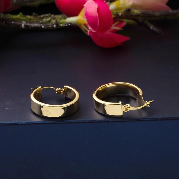 Klasik Düz Halep Altın Küpe - Resim 4