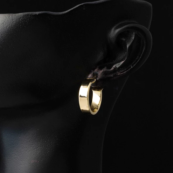 Klasik Düz Halep Altın Küpe - Resim 2