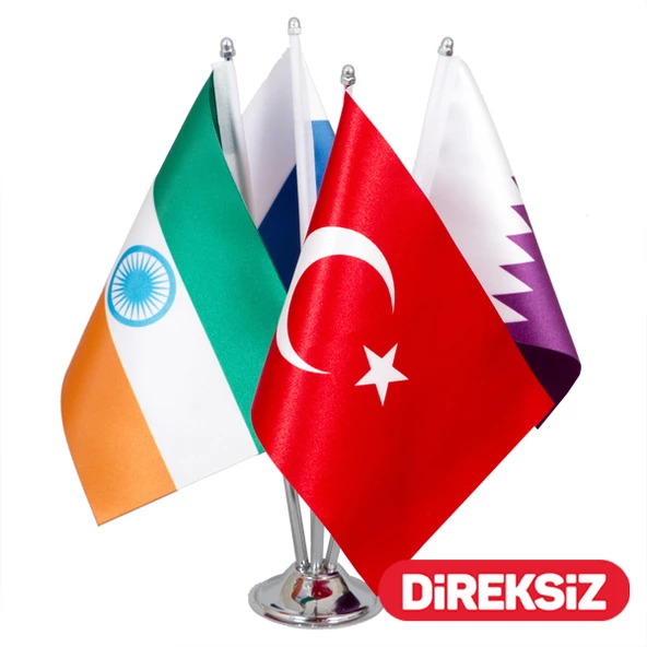 Özel Logolu Masa Bayrağı Dörtlü 15x22,5 cm(Direksiz) ürün görseli