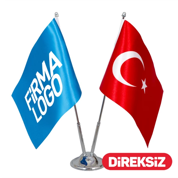 Özel Logolu Masa Bayrağı İkili 15x22,5 cm (Direksiz) - 1