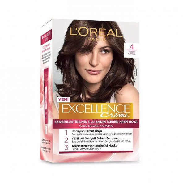 Loreal Excellence Creme Saç Boyası 4 Koyu Kahve